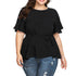Blouse Women's Solid Short Sleeve Shirt - ROUTINE FASHION